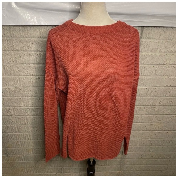Womens Textured Knit Henley Sweater Rust Orange Long Sleeve Size XL - Picture 3 of 3